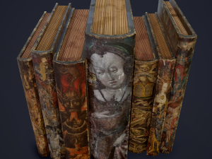 Medieval books row 3 design 3 3D Model
