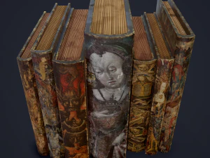 Medieval books row 3 design 3 3D Model