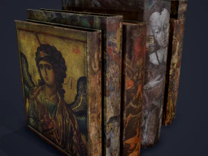 Medieval books row 3 design 3 3D Model