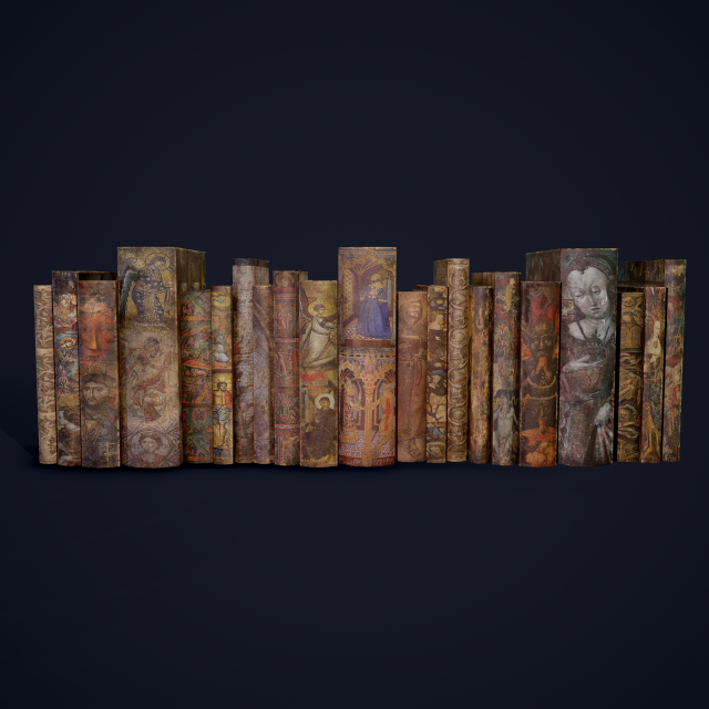 Medieval books row 3 design 1 2 and 3 3D Model .c4d .max .obj .3ds .fbx .stl .blend 