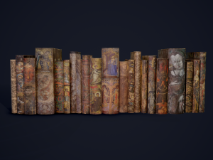 Medieval books row 3 design 1 2 and 3 3D Model