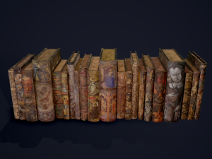 Medieval books row 3 design 1 2 and 3 3D Model