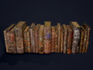 Medieval books row 3 design 1 2 and 3 3D Model