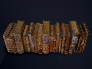 Medieval books row 3 design 1 2 and 3 3D Model