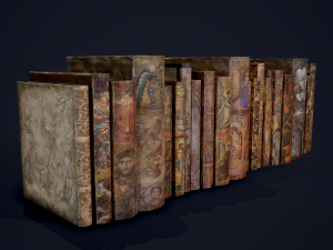 Medieval books row 3 design 1 2 and 3 3D Model