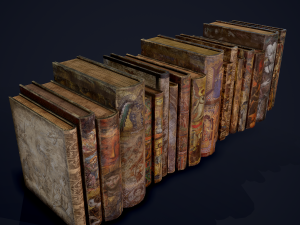 Medieval books row 3 design 1 2 and 3 3D Model
