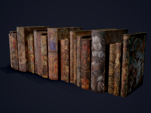 Medieval books row 3 design 1 2 and 3 3D Model