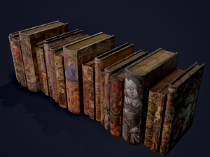 Medieval books row 3 design 1 2 and 3 3D Model