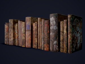 Medieval books row 3 design 1 2 and 3 3D Model