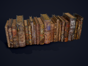 Medieval books row 3 design 1 2 and 3 3D Model