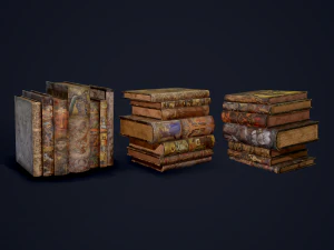 Medieval books row 3 design 1 2 and 3 3D Model
