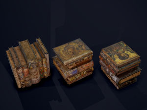 Medieval books row 3 design 1 2 and 3 3D Model