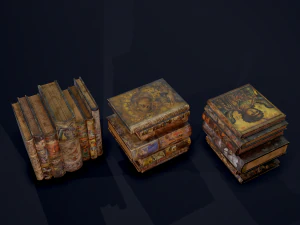 Medieval books row 3 design 1 2 and 3 3D Model