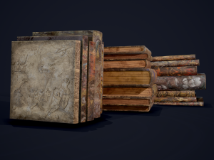 Medieval books row 3 design 1 2 and 3 3D Model