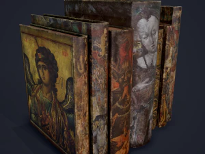 Medieval books row 3 design 1 2 and 3 3D Model