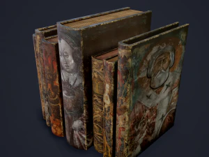 Medieval books row 3 design 1 2 and 3 3D Model