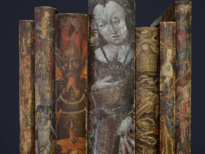 Medieval books row 3 design 1 2 and 3 3D Model