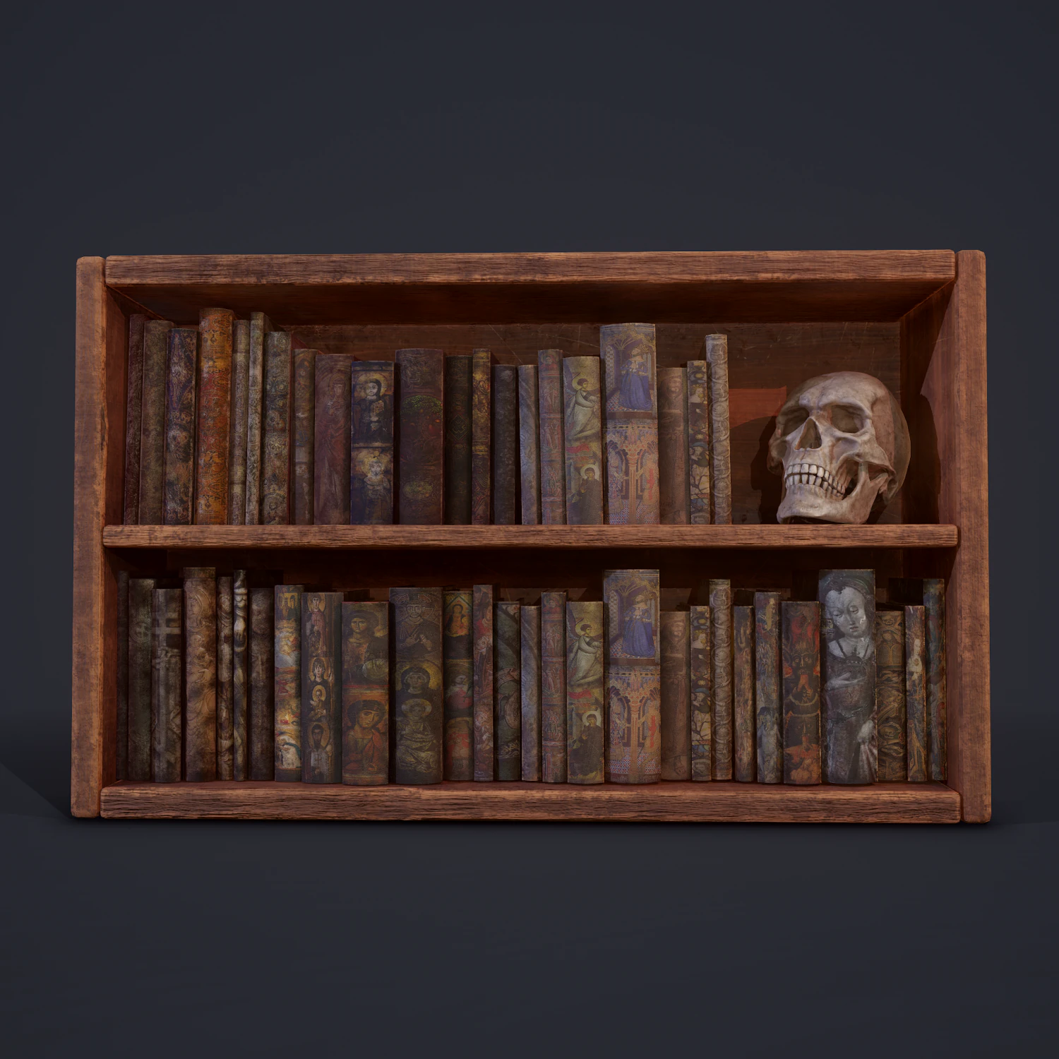 Medieval books and skull 3D Model .c4d .max .obj .3ds .fbx .stl .blend
