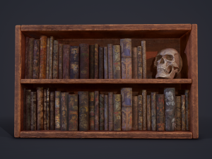Medieval books and skull Modelo 3D