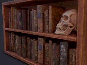 Medieval books and skull 3D Model