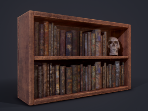 Medieval books and skull 3D Model