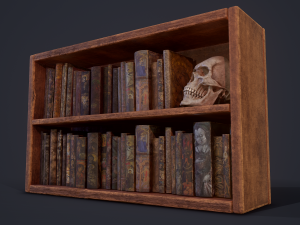 Medieval books and skull 3D Model