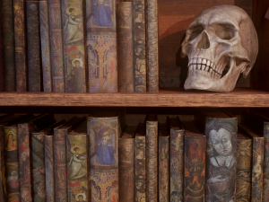 Medieval books and skull 3D Model