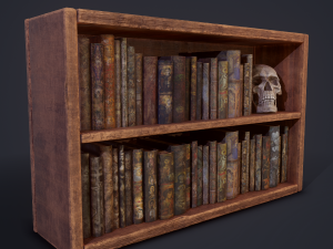 Medieval books and skull 3D Model
