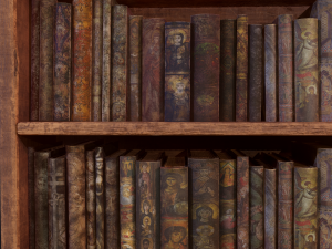 Medieval books and skull 3D Model
