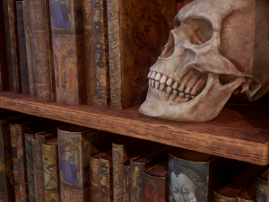 Medieval books and skull 3D Model