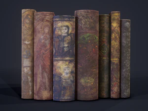 Medieval books and skull 3D Model