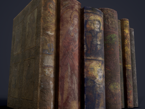 Medieval books and skull 3D Model