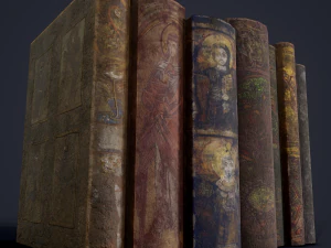 Medieval books and skull 3D Model