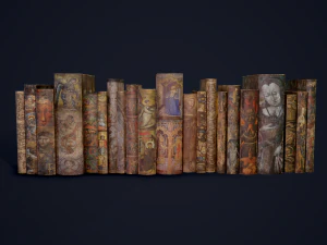 Medieval books and skull 3D Model