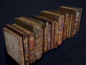 Medieval books and skull 3D Model