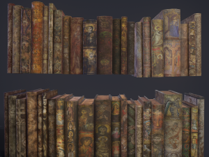 Medieval books and skull 3D Model