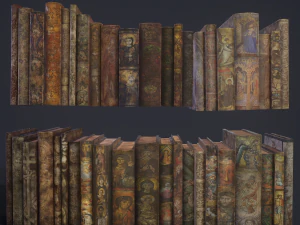 Medieval books and skull 3D Model