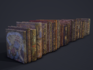 Medieval books and skull 3D Model