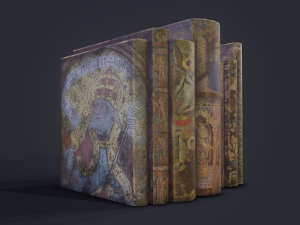Medieval books and skull 3D Model