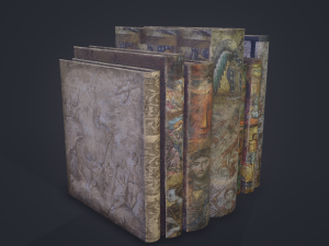 Medieval books and skull 3D Model