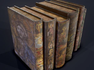 Medieval books and skull 3D Model