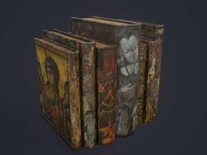 Medieval books and skull 3D Model