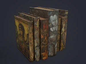 Medieval books and skull 3D Model