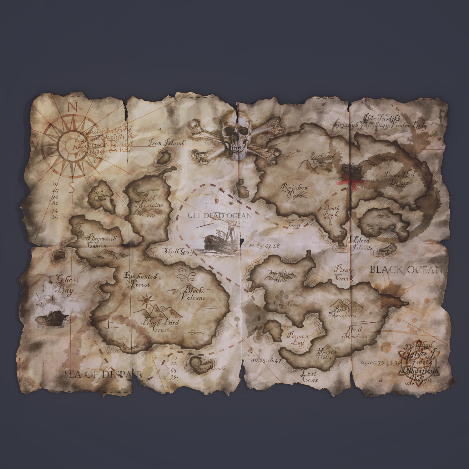 Folding treasure map 3D Model .c4d .max .obj .3ds .fbx .stl .blend 