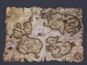 Folding treasure map 3D Модель