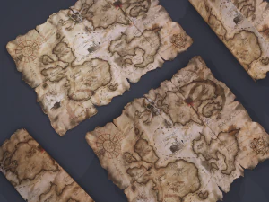 Folding treasure map 3D Model
