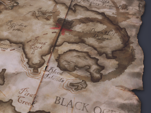 Folding treasure map 3D Model