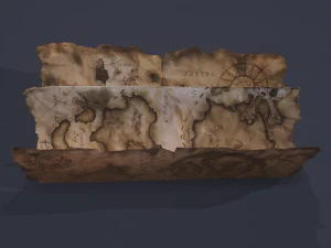 Folding treasure map 3D Model