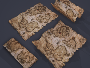 Folding treasure map 3D Model