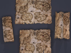 Folding treasure map 3D Model